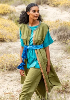 Robe tissée "Safari" en coton biologique/lin - thuya