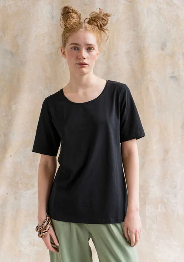 “Jane” T-shirt in organic cotton/spandex - black