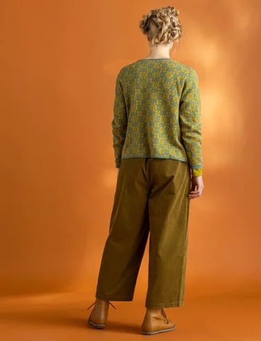 Organic cotton/elastane corduroy trousers - dark olive