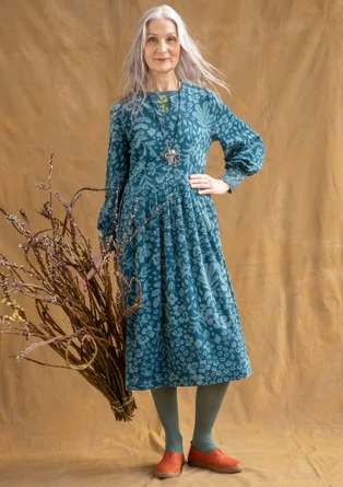 “Katla” organic cotton/recycled polyester velour dress - verona green