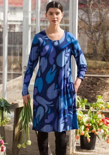 Robe ”Botanica” en jersey de modal - bleu nuit