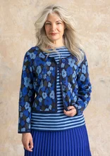 “Hillevi” floral cardigan in organic/recycled cotton - ink blue