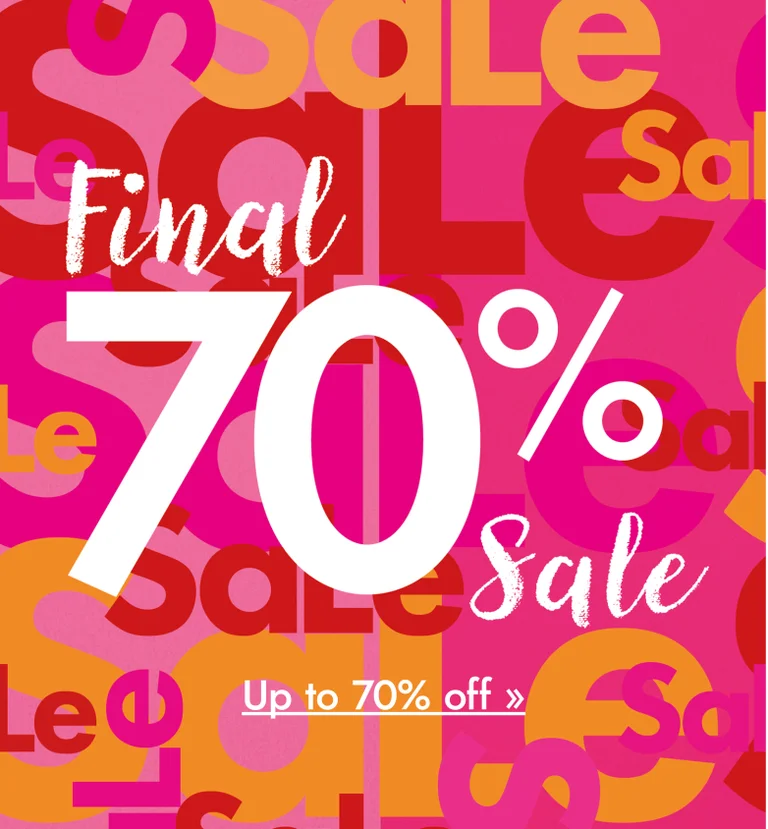 A graphic collage with a pink background and the word “Sale” in various sizes and colours.