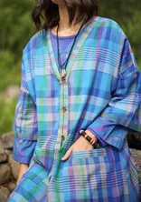 “Indra” woven dress in organic cotton - brilliant blue