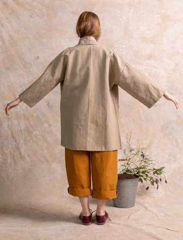 Veste kimono en coton biologique/lin - naturel foncé