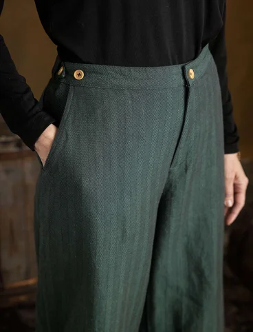 Pantalon "Woodland" en tissu de coton biologique/lin - vert opale