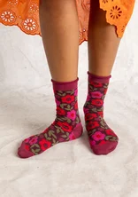 “Bodil” socks in organic cotton - aubergine