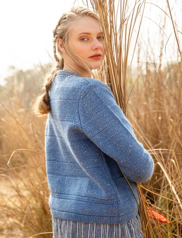 Cardigan in wool - flax blue