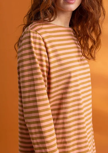 Essential striped top in organic cotton - curry/lily