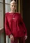 “Blomstra” pointelle cardigan in felted wool (cranberry S)