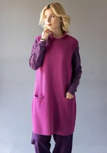 Textured-knit tunic in organic cotton/wool - rosebay willowherb