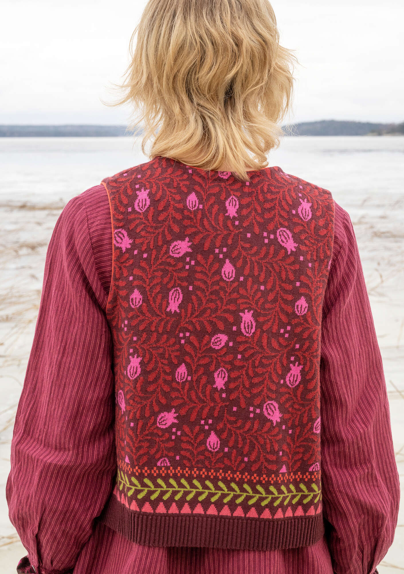 Aurora knit vest in organic and recycled cotton/wool gudrunsjoden.com