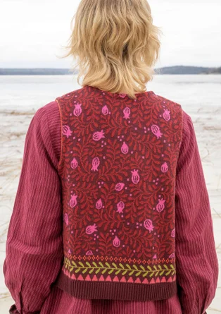 “Aurora” knit vest in organic and recycled cotton/wool - aubergine