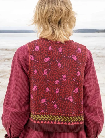 “Aurora” knit vest in organic and recycled cotton/wool - aubergine