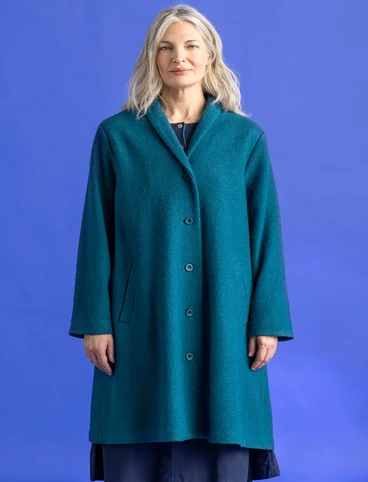 Coat in a wool blend - dark petrol blue