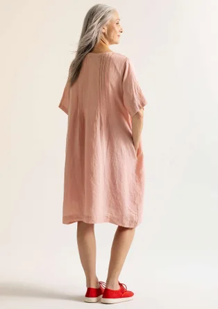 “Seraj” woven dress in linen - pink marble