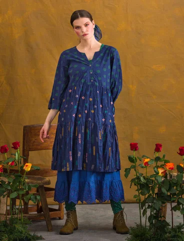 Kleid „Pimpinella“ aus Öko-Baumwolle - mitternachtsblau-gemustert