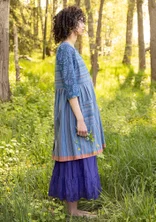 “Ava” woven organic cotton pinafore dress - flax blue