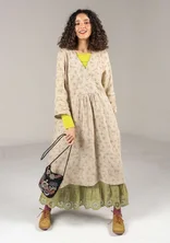 Woven “Bodil” dress in linen - dark natural/patterned