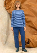 Striped long-sleeved top in organic cotton - indigo blue/mild blue