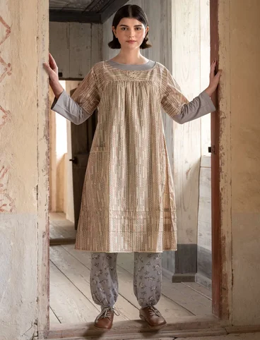 Robe "Lina" en coton biologique tissé - naturel foncé