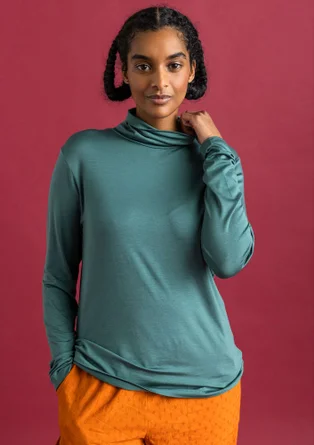 Lyocell/elastane jersey polo-neck top - opal green