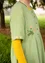 Vevd kjole «Blombukett» i lin (stikkelsbærgrønn S)