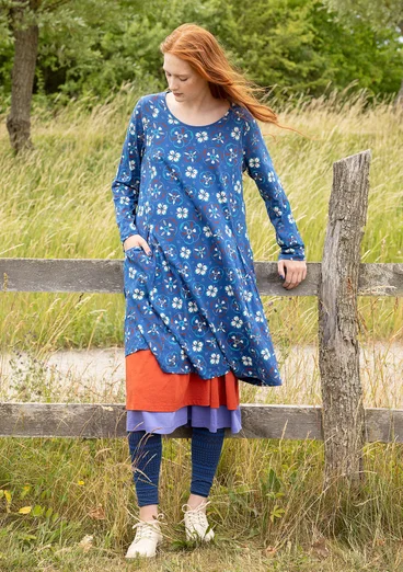 “Star” organic cotton jersey dress - porcelain blue