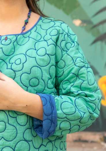 “Pigment” quilted organic cotton, reversible jacket - blue butterfly