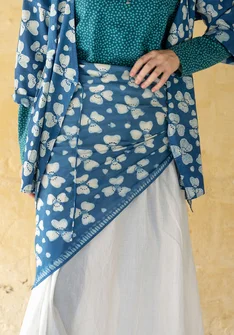“Bloom” floral organic cotton scarf - indigo blue