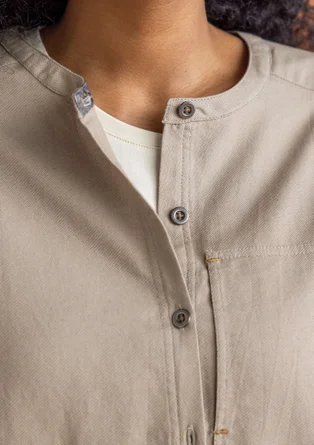 Twill overhemdblouse van geweven biologisch katoen - taupe