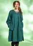 Woven organic cotton/linen dress (bottle green S)