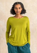“Hillevi” floral/solid-colour lyocell/elastane jersey top - green pepper