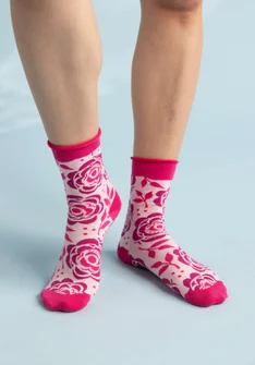 “Rosalie” socks in organic cotton - pink begonia