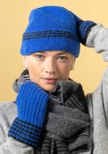 “Stripe” mittens in an alpaca blend - sapphire blue