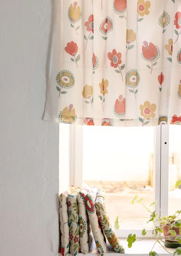 “Tulipanaros” short curtain in organic cotton - brick