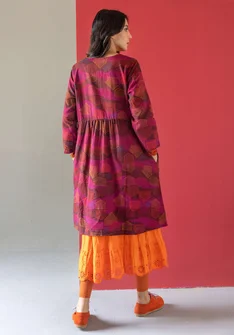 “Alaska” woven dress in organic cotton/linen - aubergine