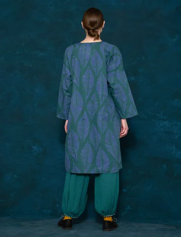 Robe ”Décor” en coton biologique/lin - vert paon