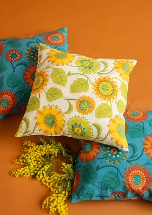 “Sunflower” organic cotton/linen cushion cover - light sand