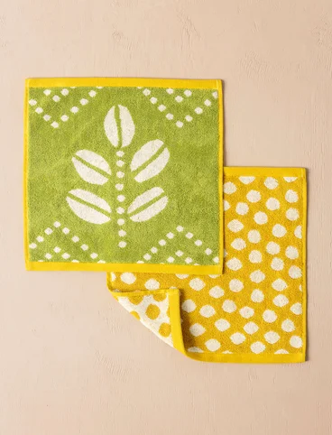 “Leafy” wash cloth 2-pack in organic cotton - kiwi