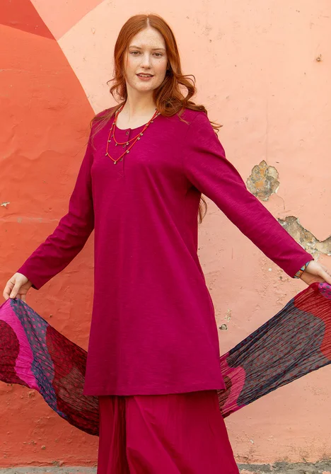 “Alora” jersey tunic in organic cotton - red cabbage