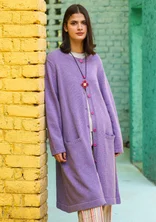 “Misty” recycled wool blend/recycled cotton long cardigan - moonlight purple/melange