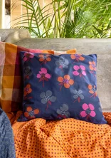 “Amandine” cushion cover in organic cotton - dark indigo