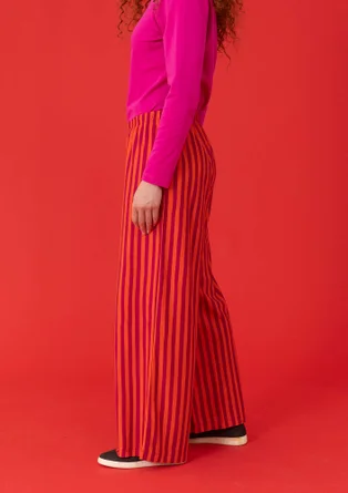 Striped jersey pants in organic cotton/modal - lava red/cyklamen