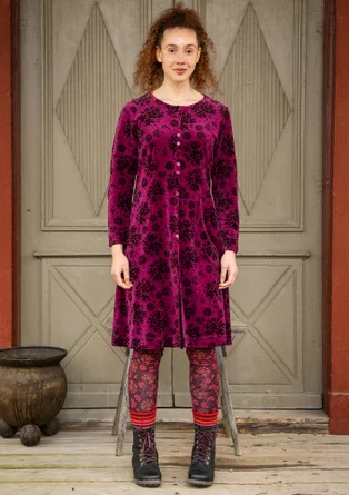 “Selma” organic cotton/recycled polyester velour dress - grape