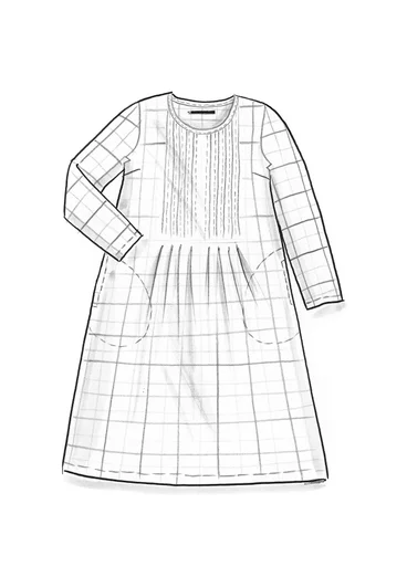 “Vera” woven dress in linen - lake/patterned