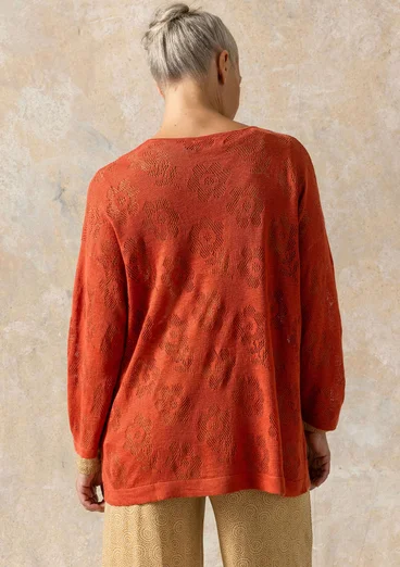 Pointelle sweater in linen/recycled linen - brick