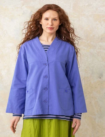 Vevd jakke i økologisk bomull - himmelblå