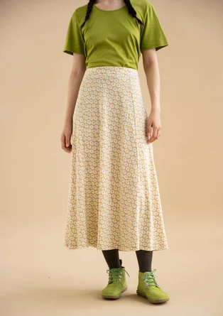 “Billie” jersey skirt in organic cotton/modal - oatmeal/patterned