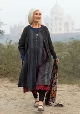 Brioche-knit linen/organic cotton cardigan - dark ash grey